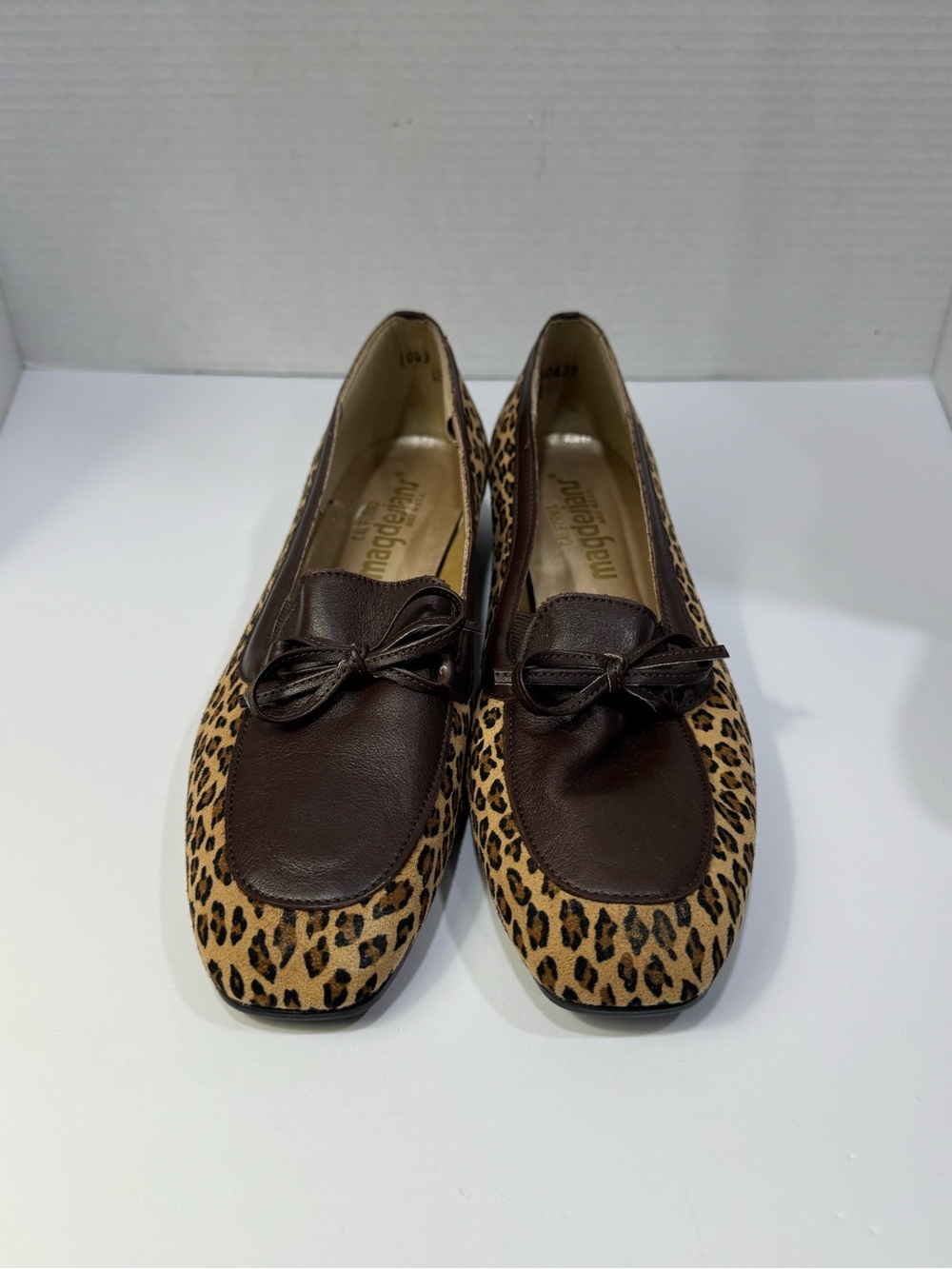 Leopard Print Flats with Dark Brown Leather Trim - Women's Loafers